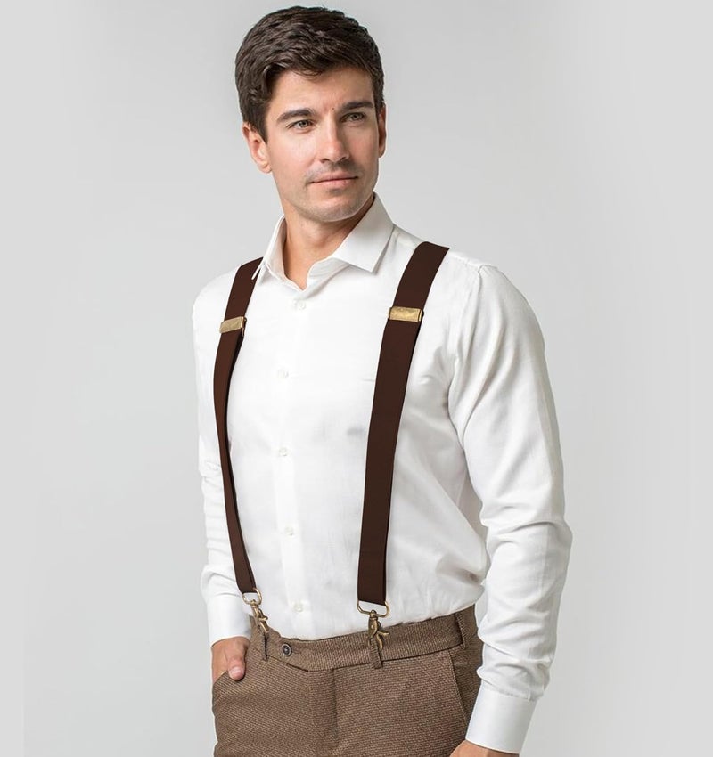 Fasker Suspenders for Men Heavy Duty 1.4 Inch Adjustable Elastic Straps X-Back Mens Suspenders - Image 2